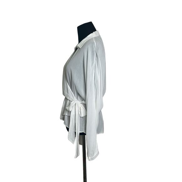 Zara white sheer long sleeves crossed front peplum blouse size small - Picture 6 of 12
